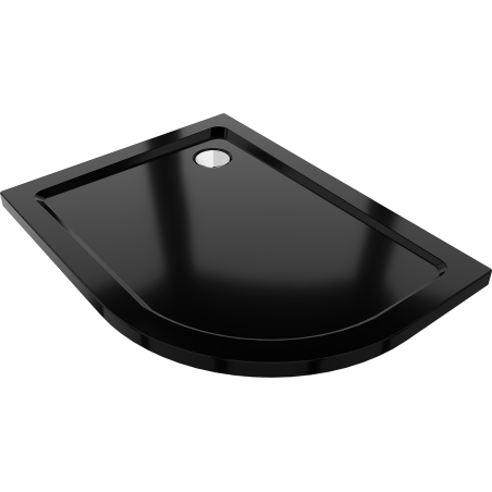 Mexen Flat slim semicircular shower tray left 90 x 80 cm, black, chromed siphon - 41708090L
