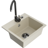 Mexen Milo 1-bowl granite sink with Telma kitchen faucet, beige - 6505-69-670200-70