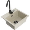 Mexen Milo granite kitchen sink 1-bowl with Telma kitchen faucet, beige - 6505-69-670200-70