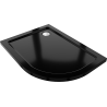 Mexen Flat slim left semicircular shower tray 100 x 90 cm, black, chrome siphon - 41709010L