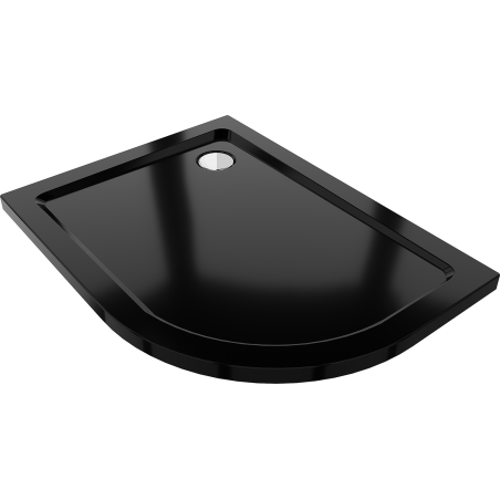 Mexen Flat black semi-circular slim left shower tray 120 x 90 cm, black, chrome siphon - 41709012L