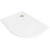 Mexen Flat slim left semicircular shower tray 90 x 80 cm, white, gold siphon - 41108090L-G