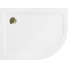 Mexen Flat slim left semicircular shower tray 90 x 80 cm, white, gold siphon - 41108090L-G