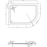 Mexen Flat semi-circular slim left shower tray 120 x 80 cm, white, gold siphon - 41108012L-G
