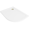 Mexen Flat semi-circular slim left shower tray 120 x 80 cm, white, gold siphon - 41108012L-G
