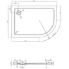 Mexen Flat slim semi-circular shower tray left 120 x 90 cm, white, gold siphon - 41109012L-G