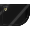 Mexen Flat half-round slim shower tray left 90 x 80 cm, black, gold siphon - 41708090L-G