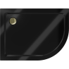 Mexen Flat semi-circular shower tray slim left 100 x 80 cm, black, gold siphon - 41708010L-G