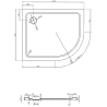 Mexen Flat semi-circular shower tray slim left 100 x 80 cm, black, gold siphon - 41708010L-G