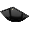 Mexen Flat semi-circular slim left shower tray 100 x 90 cm, black, golden siphon - 41709010L-G