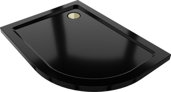 Mexen Flat shower tray semi-circle slim left 120 x 90 cm, black, gold siphon - 41709012L-G