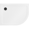Mexen Flat semi-circular slim left shower tray 90 x 80 cm, white, black siphon - 41108090L-B