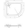 Mexen Flat semi-circular slim left shower tray 100 x 90 cm, white, black siphon - 41109010L-B