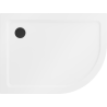 Mexen Flat Slim left semi-circular shower tray 120 x 90 cm, white, black siphon - 41109012L-B