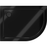 Mexen Flat semi-circular slim left shower tray 100 x 90 cm, black, black siphon - 41709010L-B