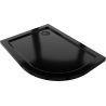Mexen Flat semi-circular slim left shower tray 120 x 90 cm, black, black siphon - 41709012L-B