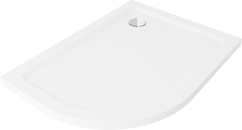 Mexen Flat slim semicircular shower tray right 120 x 80 cm, white, chrome siphon - 41108012P