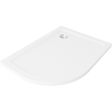 Mexen Flat shower tray semi-circular slim right 100 x 90 cm, white, chrome siphon - 41109010P