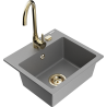 Mexen Milo 1-bowl granite sink with Telma kitchen tap, grey - 6505-71-670200-50