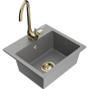 Mexen Milo granite kitchen sink 1-bowl with Telma kitchen faucet, gray - 6505-71-670200-50