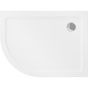 Mexen Flat semi-circular slim right shower tray 120 x 90 cm, white, chrome siphon - 41109012P