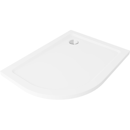 Mexen Flat semi-circular slim right shower tray 120 x 90 cm, white, chrome siphon - 41109012P