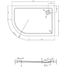 Mexen Flat semi-circular slim right shower tray 120 x 90 cm, white, chrome siphon - 41109012P