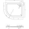 Mexen Flat semicircular slim shower tray right 100 x 80 cm, black, chrome siphon - 41708010P