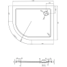 Mexen Flat slim semi-circular shower tray right 100 x 80 cm, black, chrome siphon - 41708010P