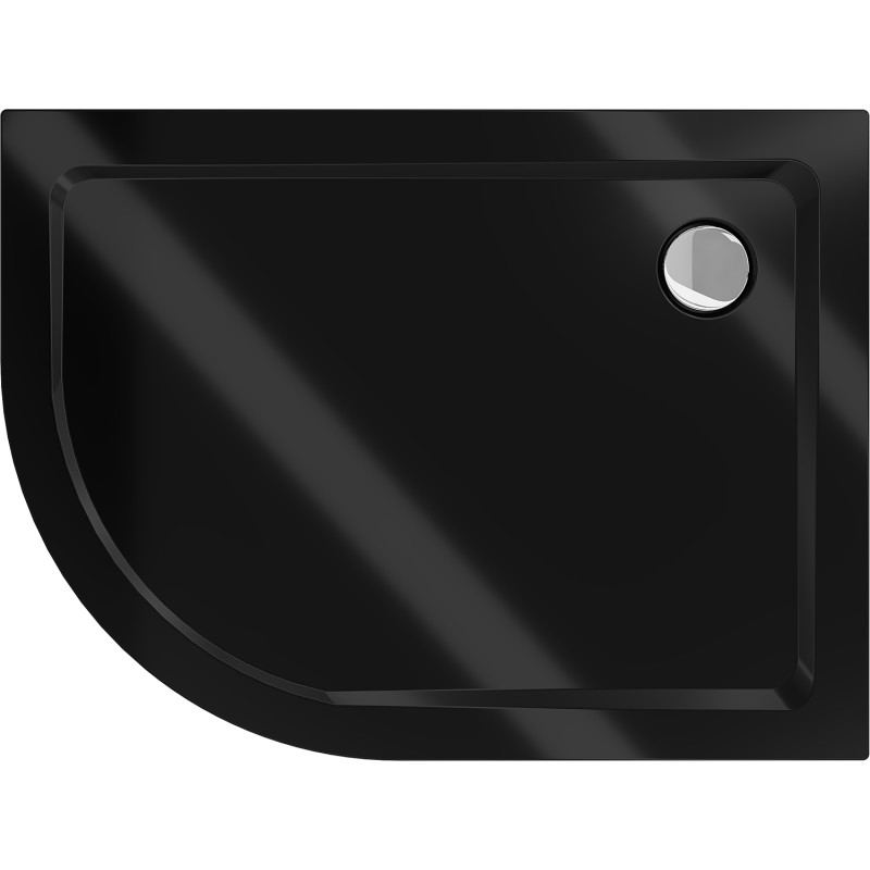 Mexen Flat slim semicircular shower tray right 120 x 90 cm, black, chrome siphon - 41709012P
