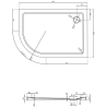 Mexen Flat slim semicircular shower tray right 120 x 90 cm, black, chrome siphon - 41709012P