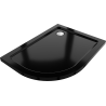 Mexen Flat slim right semicircular shower tray 90 x 80 cm, black, chrome siphon - 41708090P