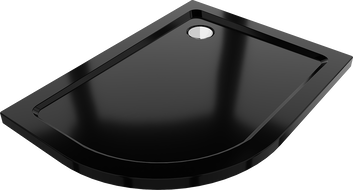 Mexen Flat semicircular slim shower tray right 100 x 80 cm, black, chrome siphon - 41708010P