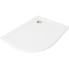 Mexen Flat slim semicircular shower tray right 90 x 80 cm, white, golden siphon - 41108090P-G