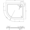 Mexen Flat slim semicircular shower tray right 90 x 80 cm, white, golden siphon - 41108090P-G