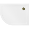 Mexen Flat shower tray semicircular slim right 100 x 80 cm, white, golden siphon - 41108010P-G