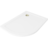 Mexen Flat semi-circular slim shower tray right 120 x 80 cm, white, gold siphon - 41108012P-G