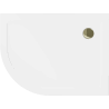 Mexen Flat semi-circular slim shower tray right 120 x 80 cm, white, gold siphon - 41108012P-G