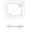 Mexen Flat semi-circular slim right shower tray 100 x 90 cm, white, gold siphon - 41109010P-G