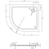 Mexen Flat shower tray semi-circular slim right 90 x 80 cm, black, siphon gold - 41708090P-G