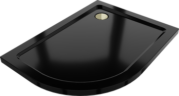 Mexen Flat shower tray semi-circular slim right 100 x 80 cm, black, siphon gold - 41708010P-G