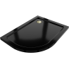 Mexen Flat semi-circular slim right shower tray 100 x 90 cm, black, gold siphon - 41709010P-G