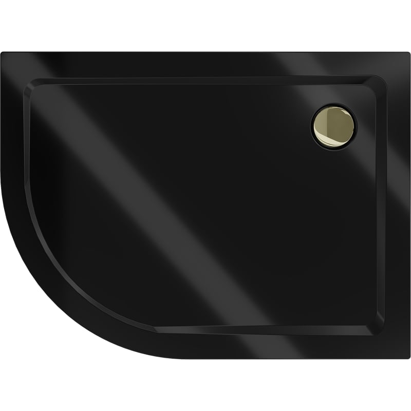 Mexen Flat semicircular slim right shower tray 120 x 90 cm, black, gold siphon - 41709012P-G