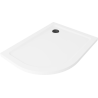 Mexen Flat semi-circular slim right shower tray 120 x 80 cm, white, black siphon - 41108012P-B