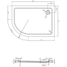Mexen Flat semi-circular slim right shower tray 120 x 80 cm, white, black siphon - 41108012P-B