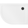 Mexen Flat semi-circular slim shower tray right 100 x 90 cm, white, black siphon - 41109010P-B