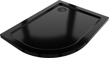 Mexen Flat slim semicircular shower tray right 100 x 80 cm, black, black siphon - 41708010P-B