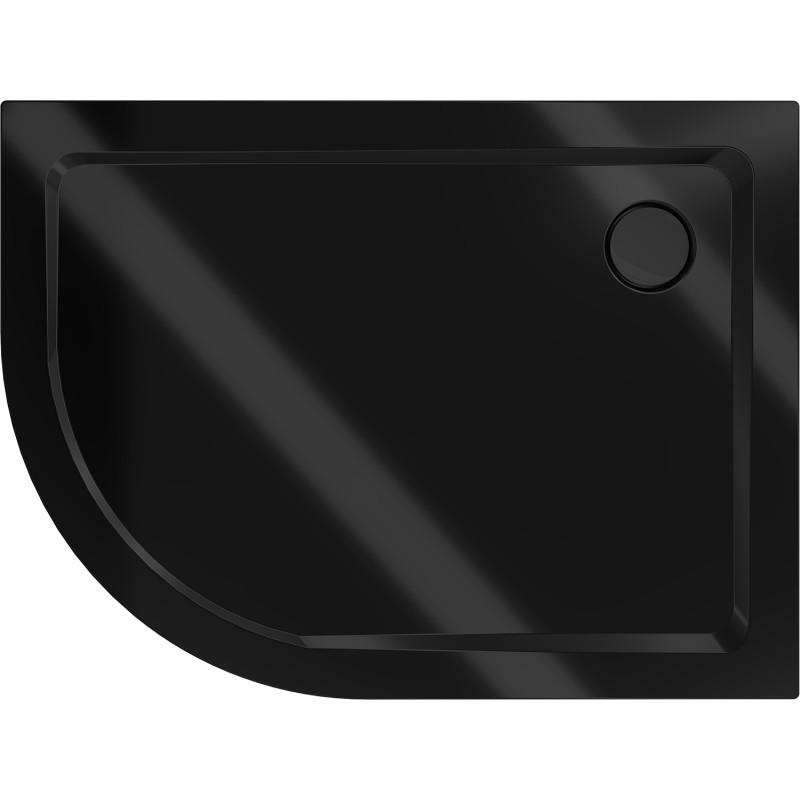 Mexen Flat semi-circular slim shower tray right 120 x 80 cm, black, black siphon - 41708012P-B