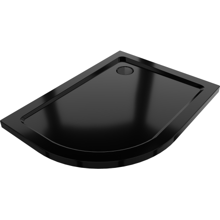 Mexen Flat semi-circular slim shower tray right 100 x 90 cm, black, black siphon - 41709010P-B