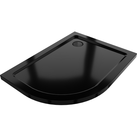 Mexen Flat semi-circular slim shower tray right 120 x 90 cm, black, black siphon - 41709012P-B
